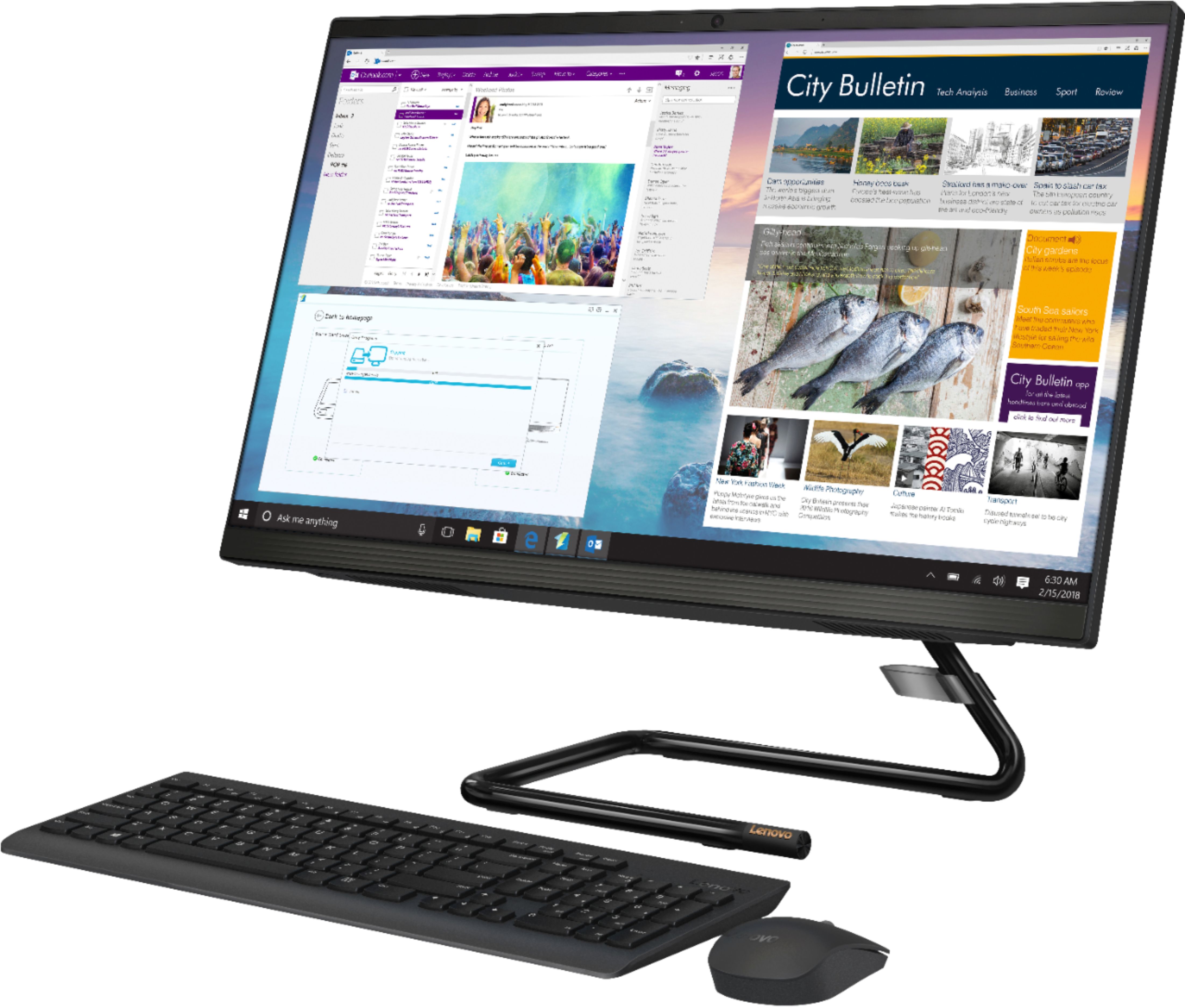Angle View: Dell - Refurbished 23.8" All-In-One - Intel Core i5 - 8GB Memory - 256GB SSD - Black