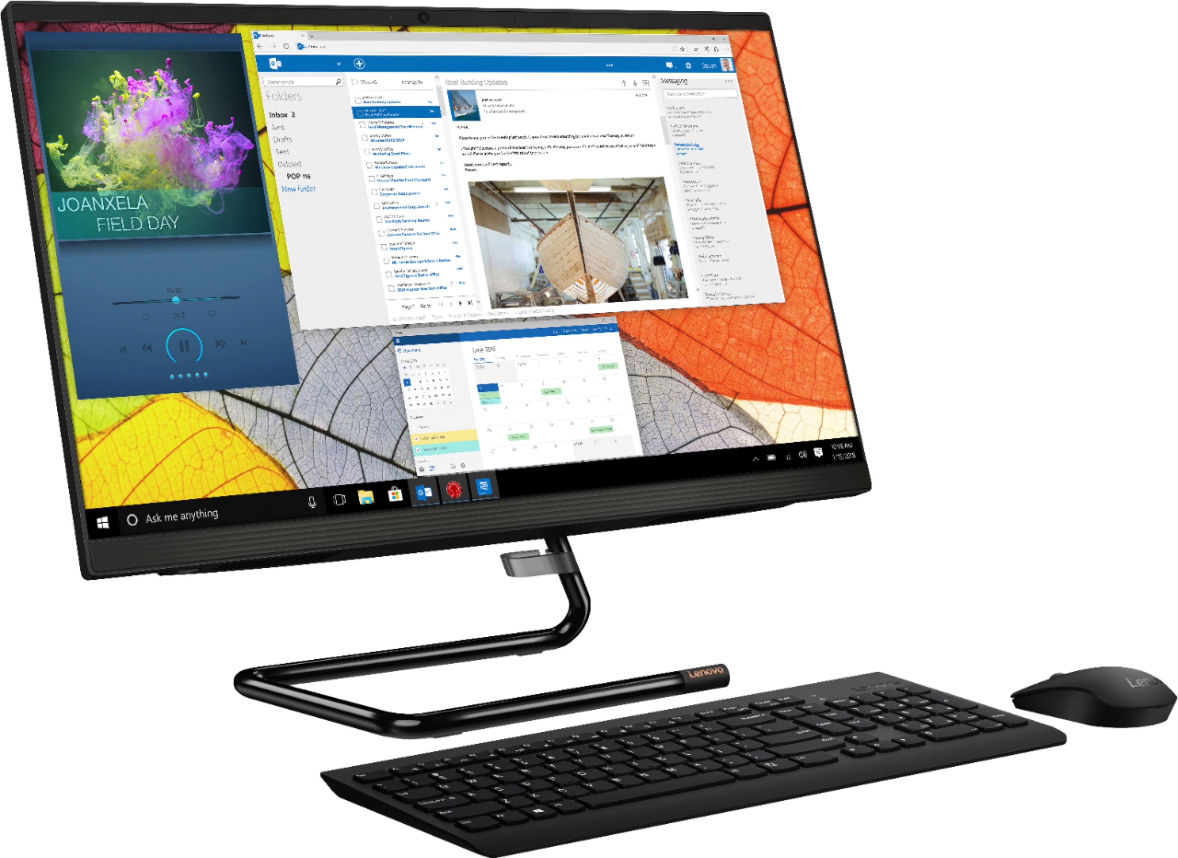 Left View: Lenovo - IdeaCentre AIO 3i 24" 23.8" Non-Touch All-In-One - Intel Core i5 - 8GB Memory - 512GB Solid State Drive - Black