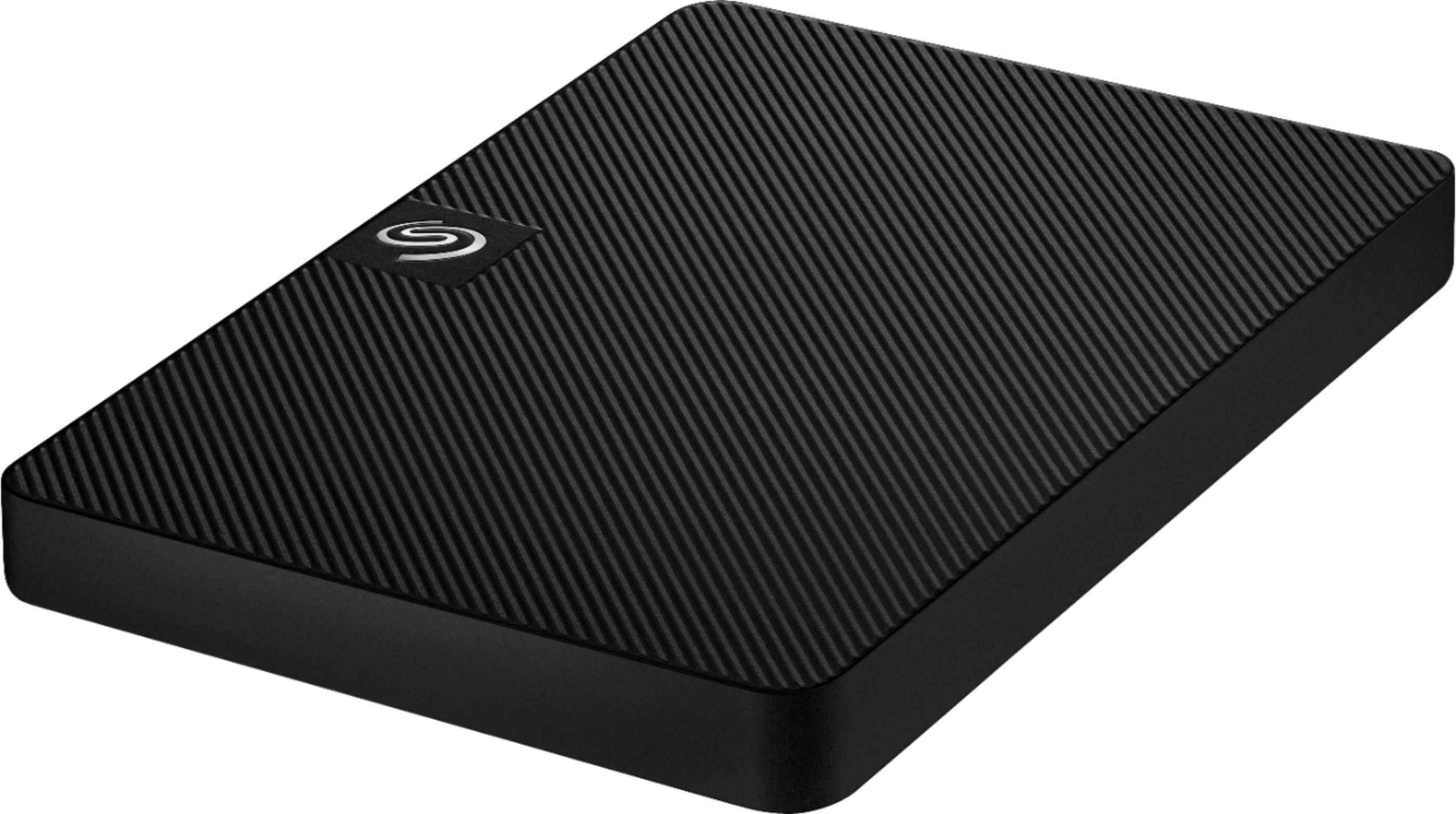 Left View: Seagate - Expansion 2TB External USB 3.0 Portable Hard Drive with Rescue Data Recovery Services - Black