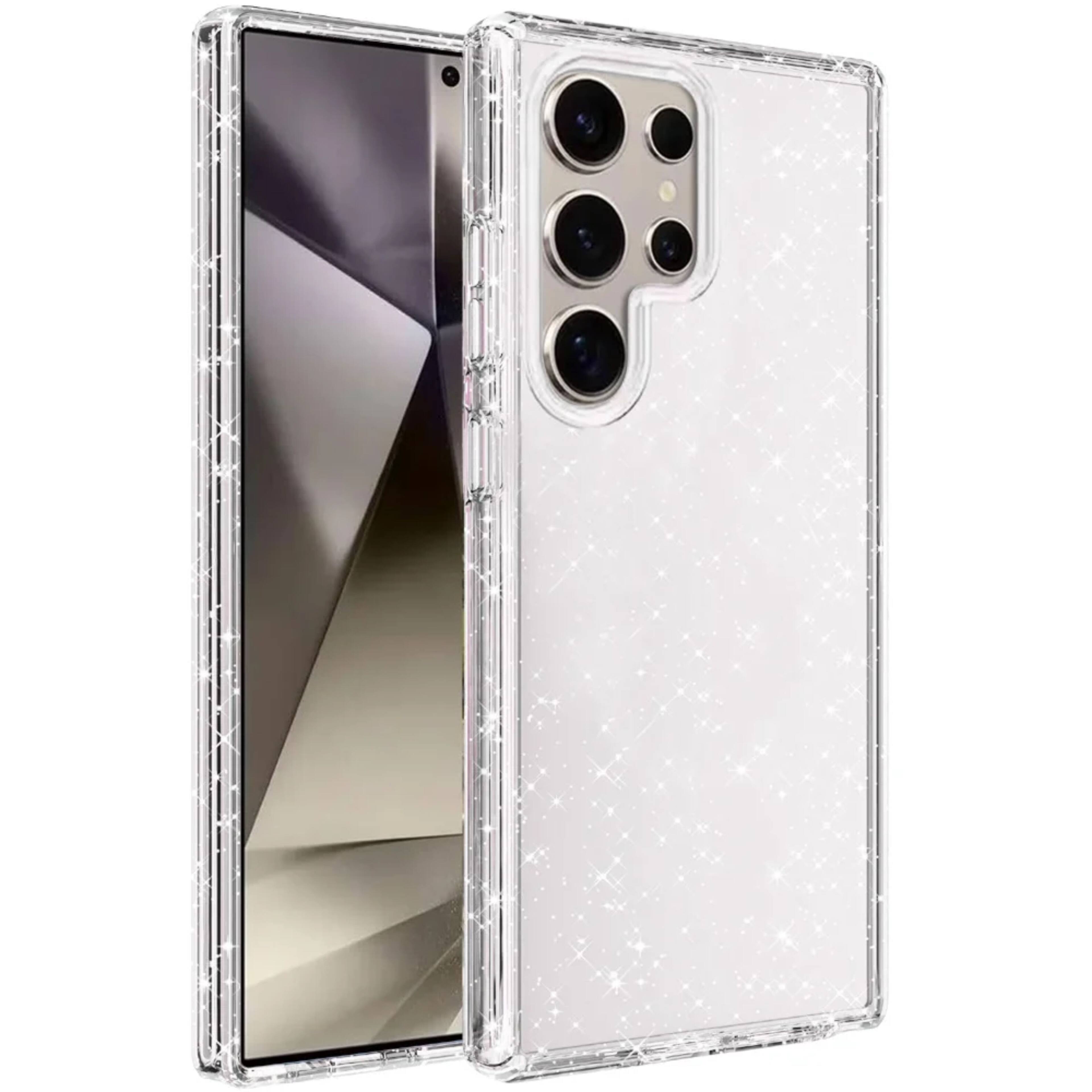 Left. Kitcheniva - Glitter Thick 3mm Translucent Cover Plus Tempered Glass For Samsung S25 Ultra Smoke - Gray.