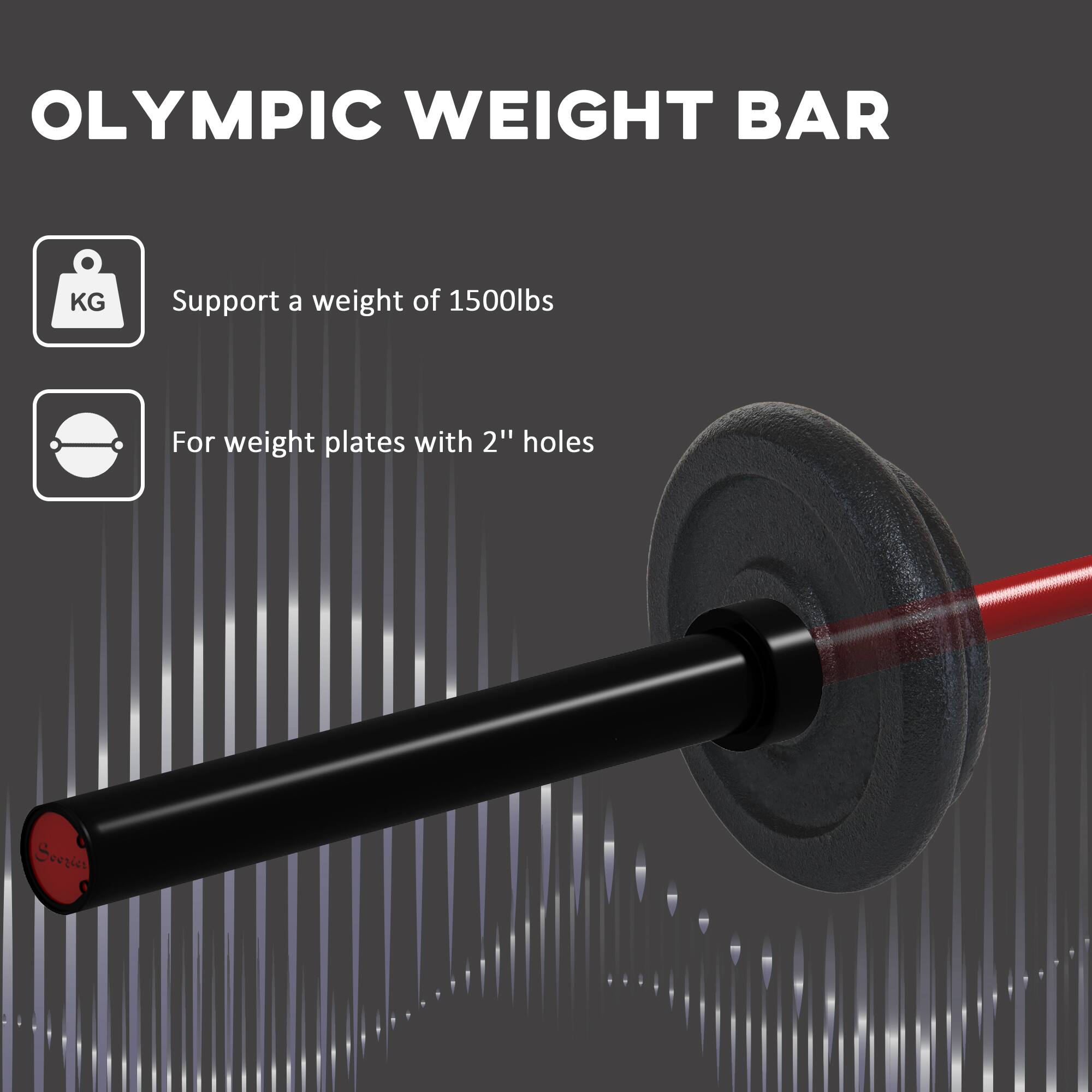 **OLYMPIC WEIGHT BAR**

- Support a weight of 1500lbs
- For weight plates with 2" holes