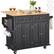 Front. VEVOR - Kitchen Island Cart, 43" Wood Top Mobile Carts with Storage Cabinet, Rolling Table with Drop Leaf, Spice Rack, Towel Bar - Black.