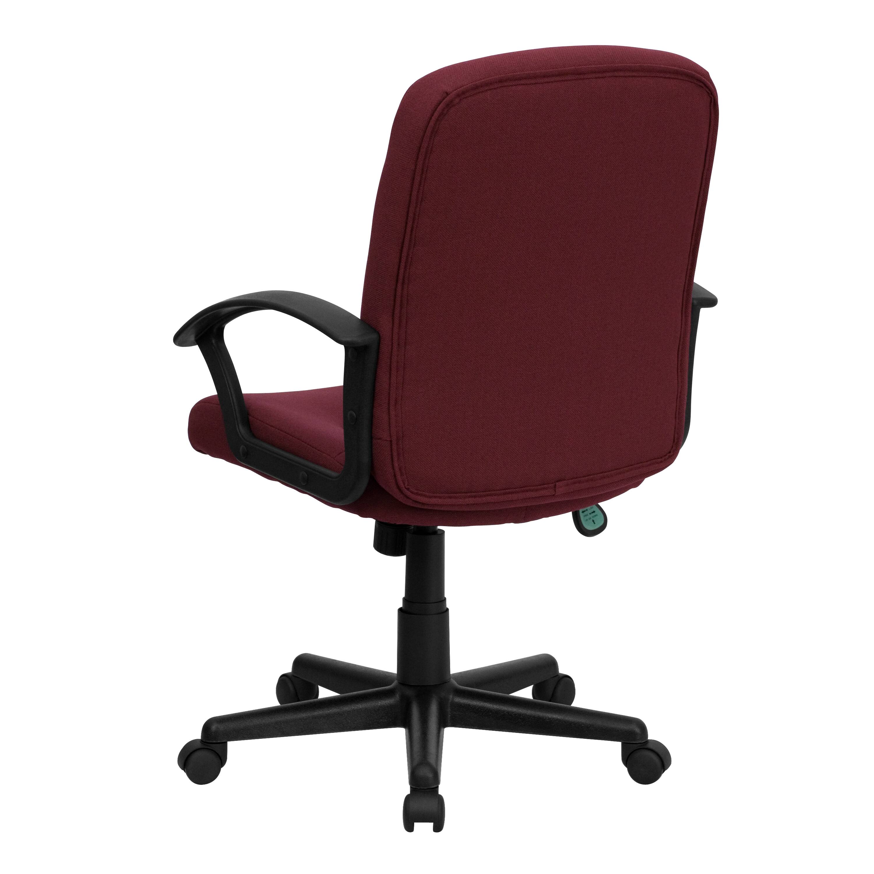 Alt View 5. Emma + Oliver - Mid-Back Fabric Executive Swivel Office Chair with Nylon Arms - Burgundy.