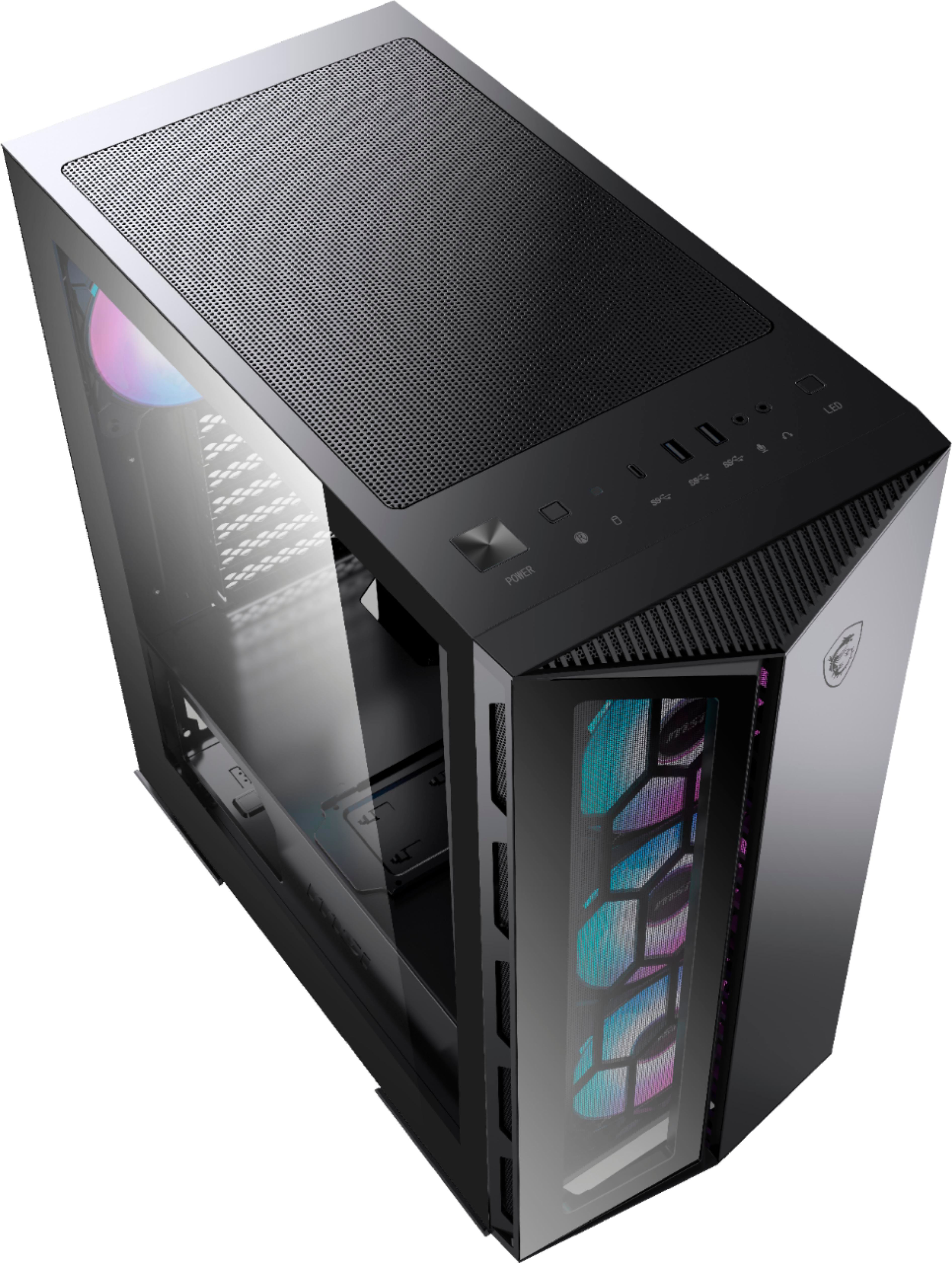 MSI MPG GUNGNIR 110R - Premium Mid-Tower Gaming PC Case - Tempered Glass  Side Panel - 4 x ARGB 120mm Fans - Liquid Cooling Support up to 360mm  Radiator - Two-Tone Design
