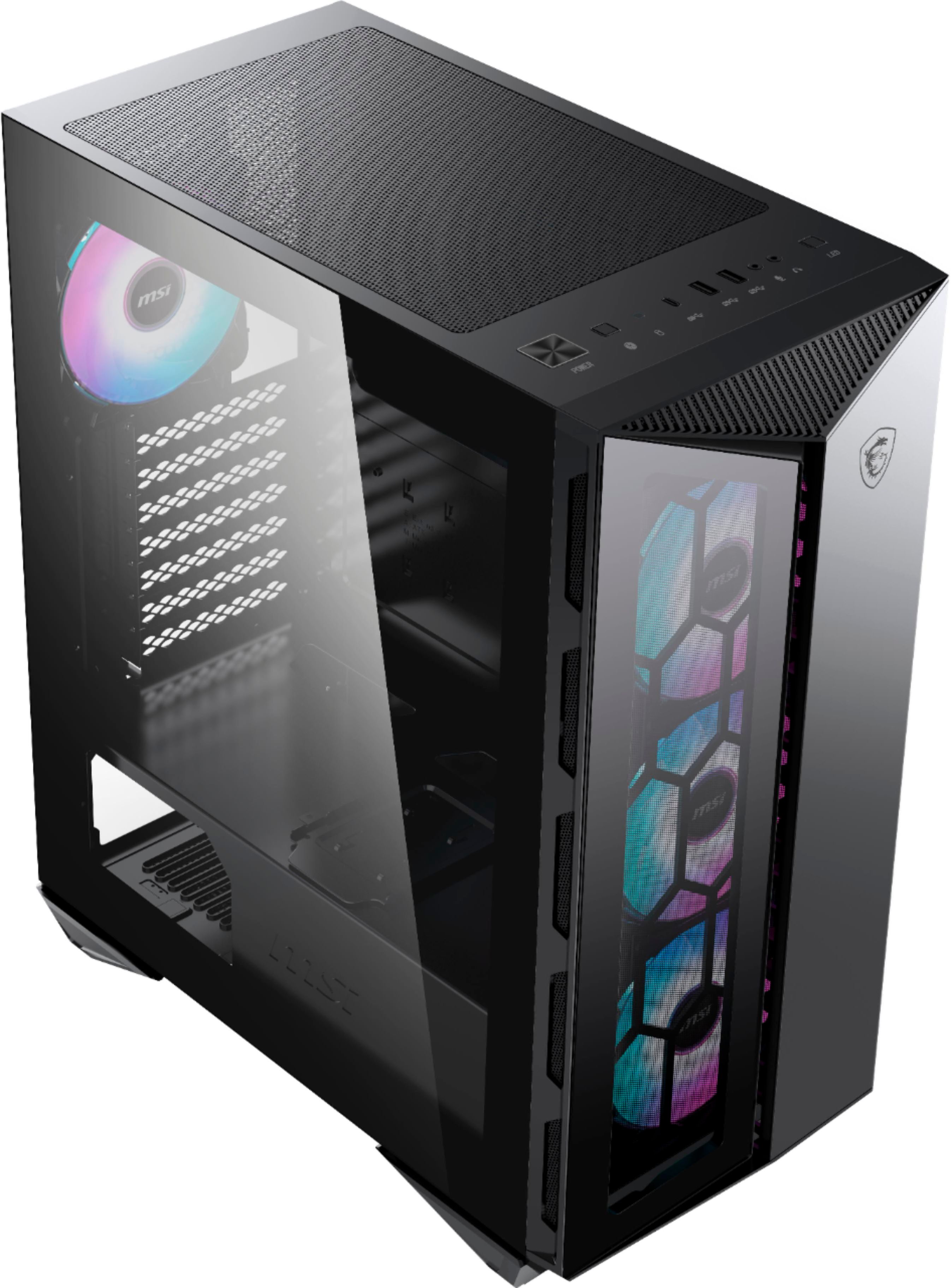MSI MPG GUNGNIR 110R - Premium Mid-Tower Gaming PC Case - Tempered Glass  Side Panel - 4 x ARGB 120mm Fans - Liquid Cooling Support up to 360mm