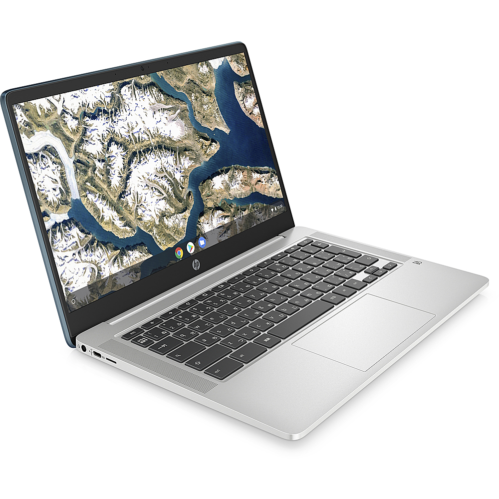 Left View: HP - 14" Micro-Edge  Chromebook - AMD 3015Ce - 4GB Memory - 32GB eMMC
