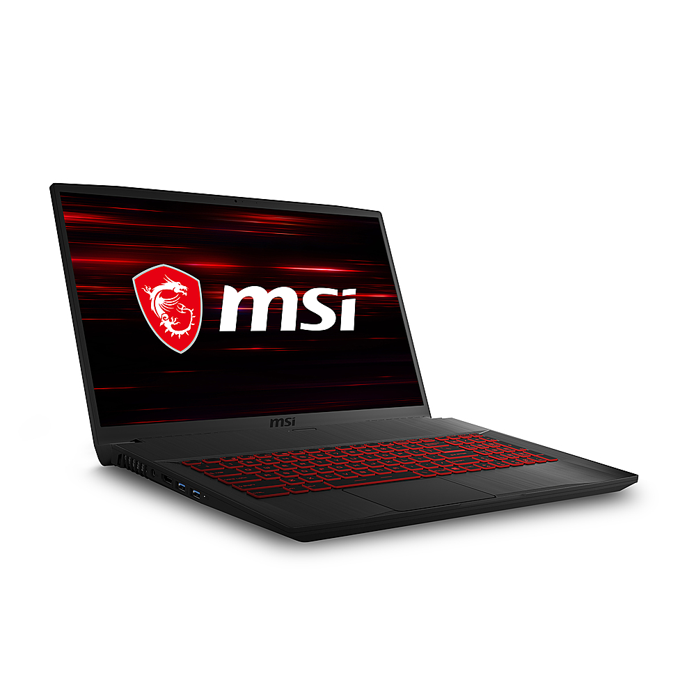 Angle View: MSI - GF75 Thin 17.3" Gaming Laptop - Intel Core i5-10300H - 8GB Memory - NVIDIA GeForce GTX 1650 - 512GB SSD - Win10 Home - Aluminum Black