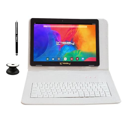 LINSAY - 10.1" Tablet Bundle - 32GB - White Crocodile