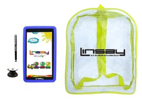 LINSAY - 7" Kids Tablet, Stylus, Tablet Pop Holder, and Backpack Bundle - 32GB - Blue - Front_Zoom