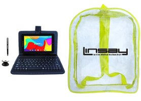 LINSAY - 7" Tablet, Leather Case, Keyboard, Stylus, and Tablet Pop Holder Bundle - 32GB - Black - Front_Zoom
