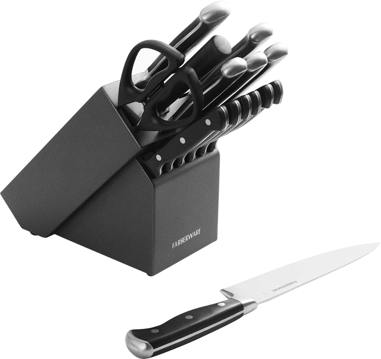 Farberware 15-Piece Forged Triple Riveted Knife Set Black