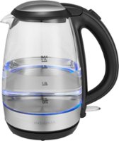 Insignia™ - 1.7 L Electric Glass Kettle - Clear/Black - Front_Zoom
