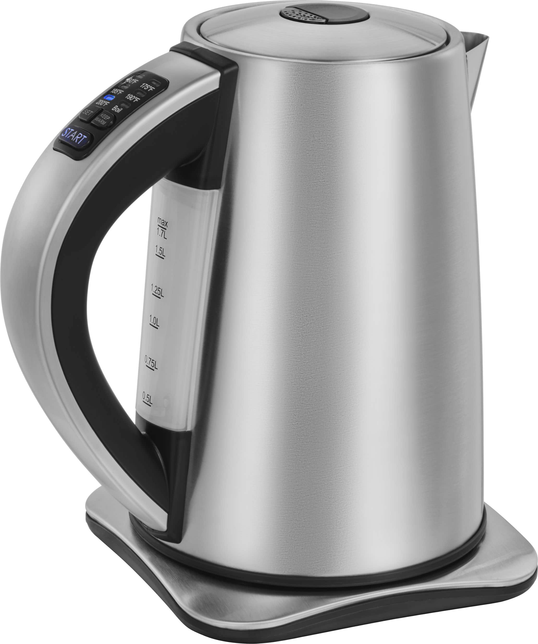 Angle View: Insignia™ - 1.7 L Electric Kettle - Stainless Steel