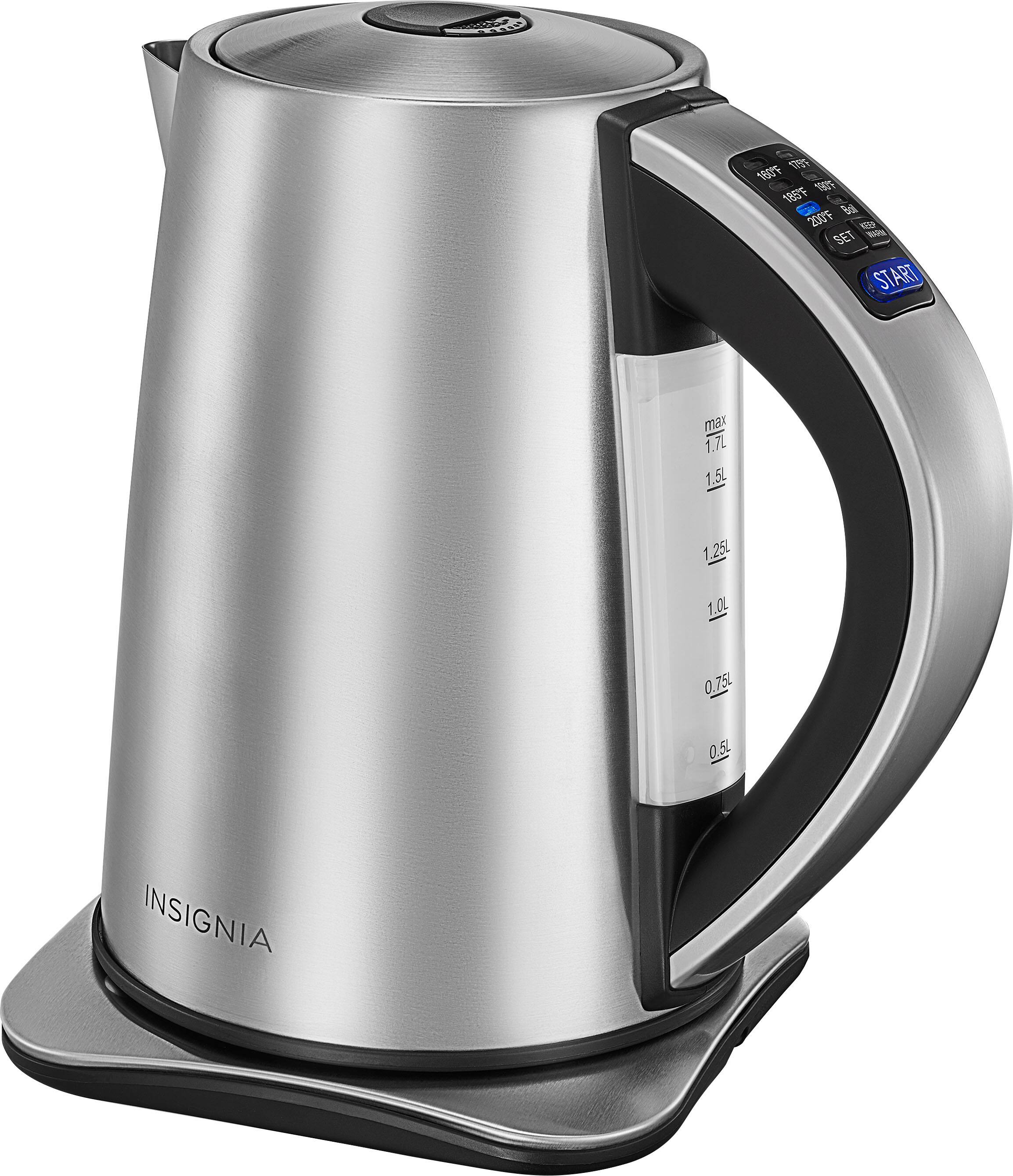 Left View: Insignia™ - 1.7 L Electric Kettle - Stainless Steel