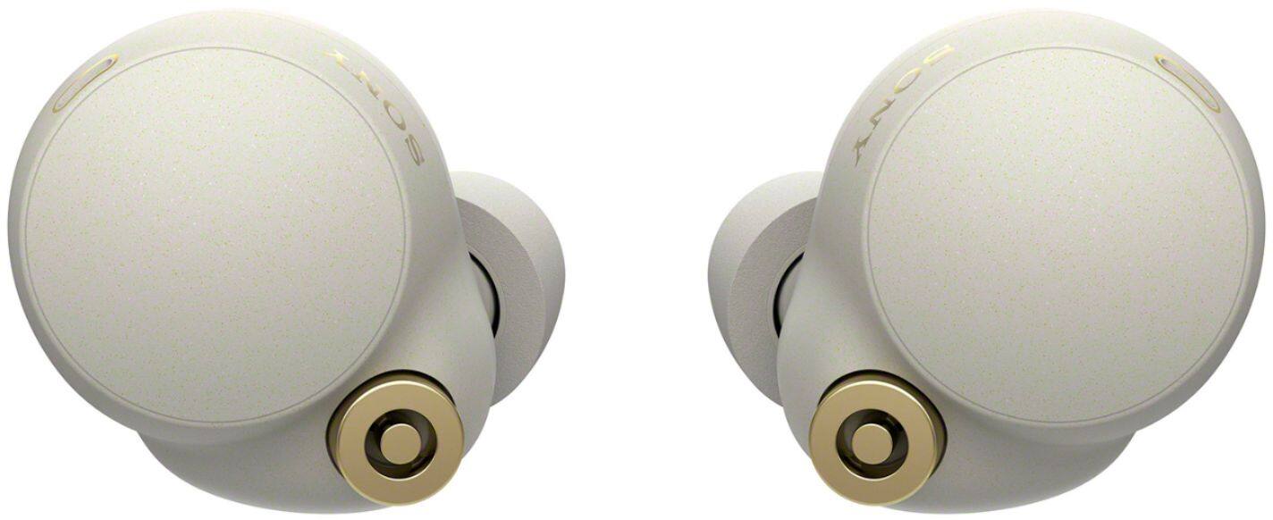 Front. Sony - WF1000XM4 True Wireless Noise Cancelling In-Ear Headphones - Silver.