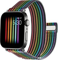 Platinum™ - Magnetic Stainless Steel Mesh Band for Apple Watch 42mm, 44mm, Apple Watch Series 7 45mm, and Apple Watch Series 8 45mm - Pride Rainbow/Black - Angle_Zoom