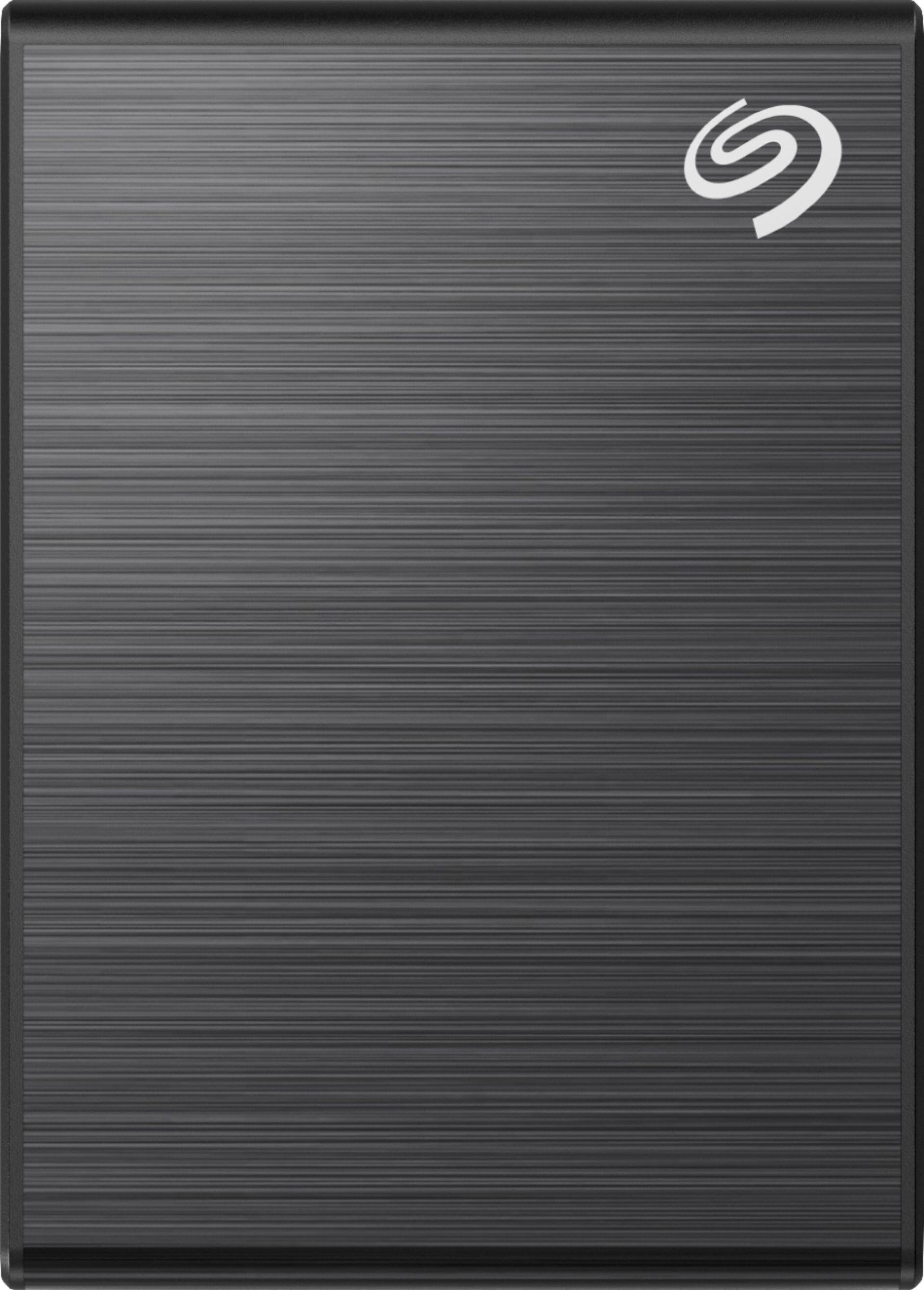 Front. Seagate - One Touch 2TB External USB-C Portable SSD with Rescue Data Recovery Services - Black.
