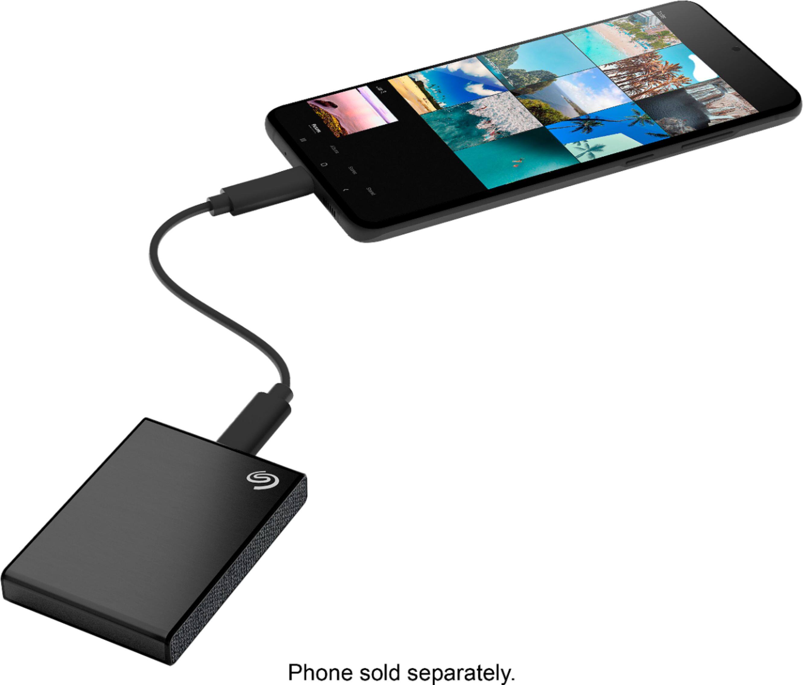 Alt View 14. Seagate - One Touch 2TB External USB-C Portable SSD with Rescue Data Recovery Services - Black.