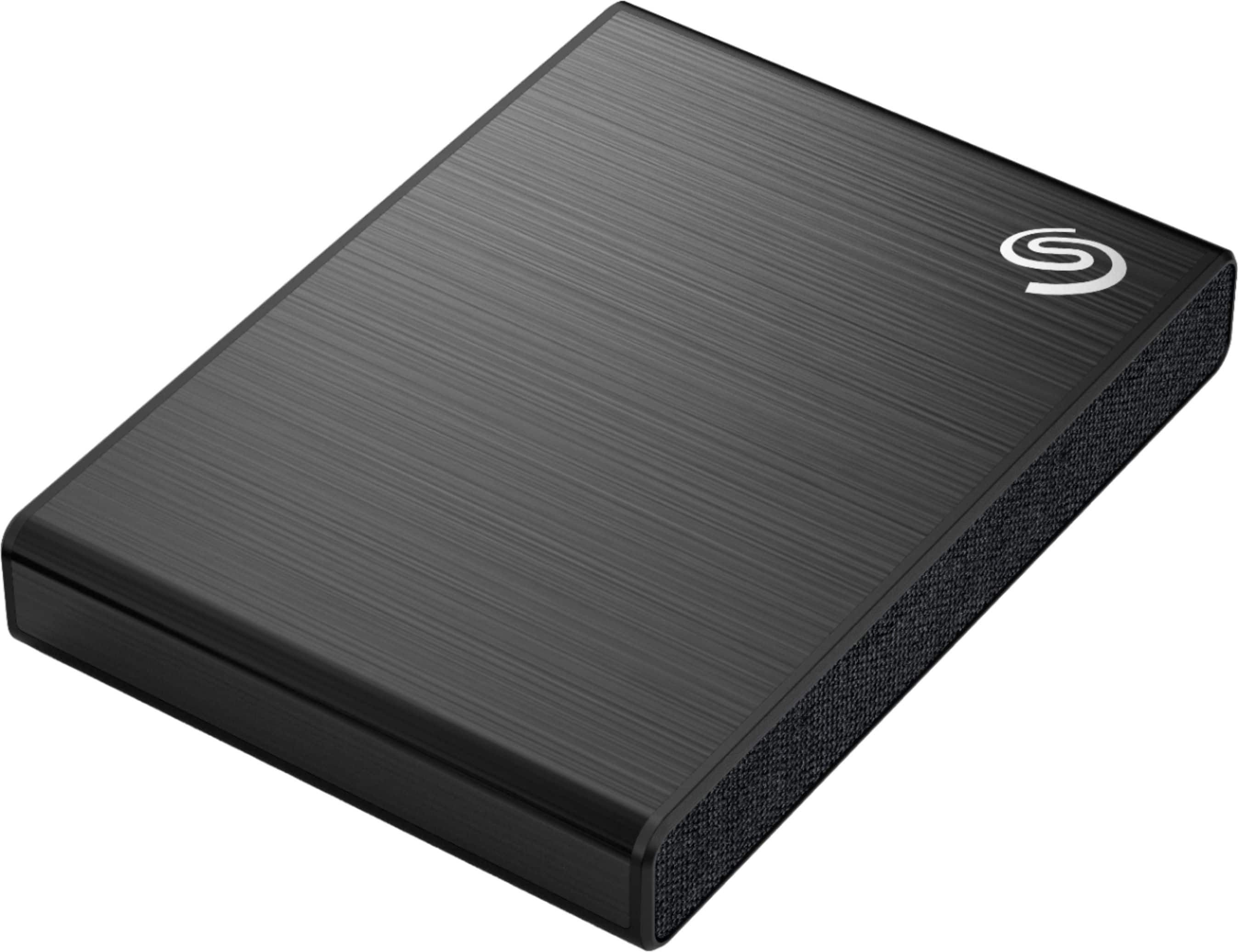 Left. Seagate - One Touch 1TB External USB-C Portable SSD with Rescue Data Recovery Services - Black.