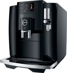 Jura - E8 Single Serve Coffee Maker and Espresso Machine with 15 Bars of Pressure and Integrated Grinder - Piano Black - Front_Zoom