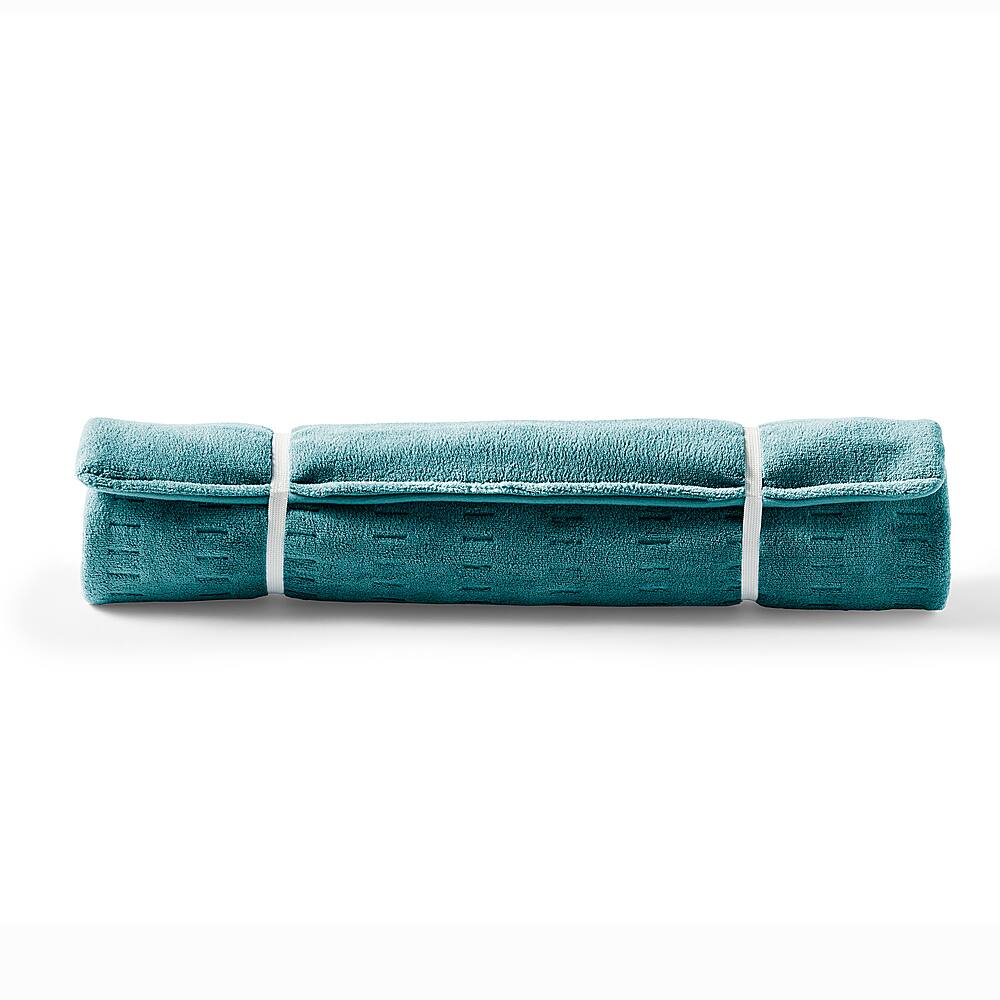 Left View: Sunbeam Premium XXL Size Heating Pad with 4 Heat Settings, 20" x 24", Color: Teal