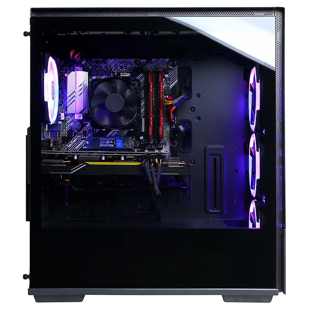 Left View: CyberPowerPC - Gamer Xtreme Gaming Desktop -  Intel Core i7-11700F – 16GB Memory - AMD Radeon RX 6700 XT – 1TB SSD - Black