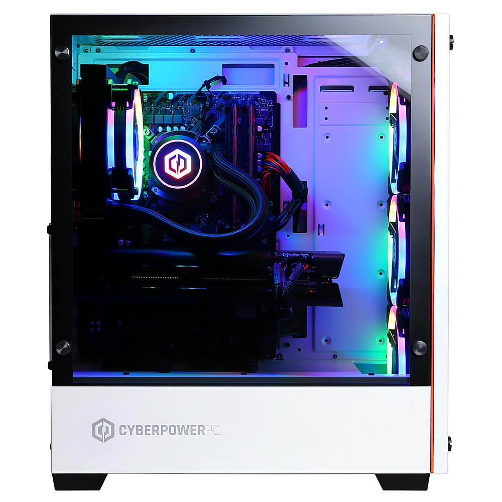 Left View: CyberPowerPC - Gamer Supreme Liquid Cool Gaming Desktop - Intel Core i9-11900KF - 16GB Memory - AMD Radeon RX 6700 XT - 1TB SSD - White