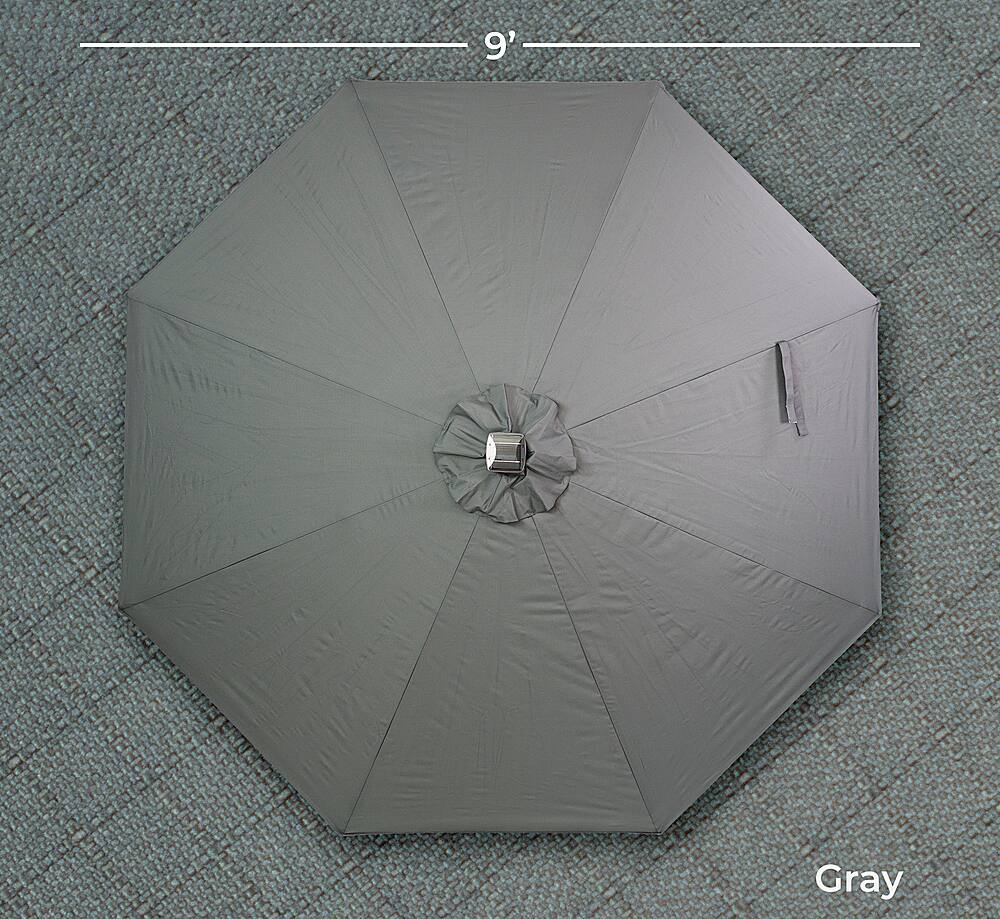 Angle View: Sun Ray - 9' Round 8Rib Aluminum Bluetooth Solar Lighted Umbrella - Grey