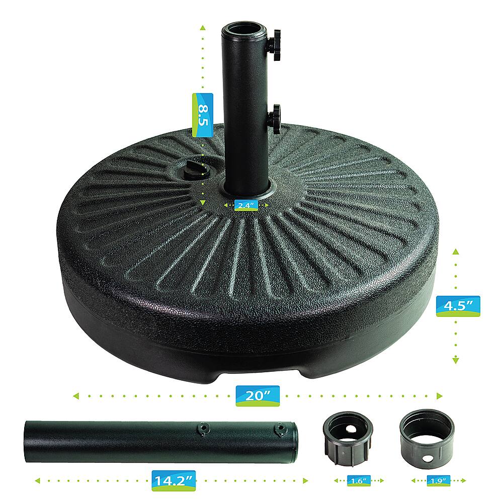 Left View: Patio Premier - Round Blow Mold Umbrella Base - Black