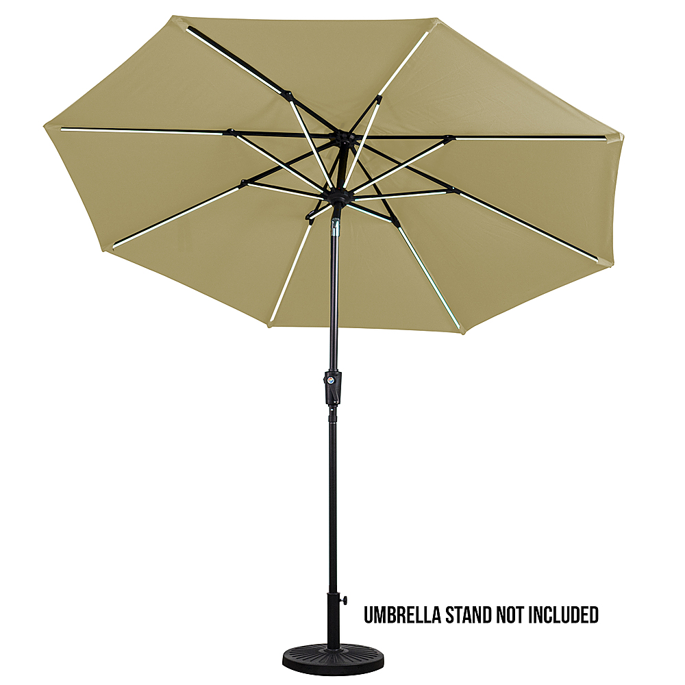 Angle View: Sun Ray - 9' Round Next Gen Solar Lighted Umbrella - Taupe