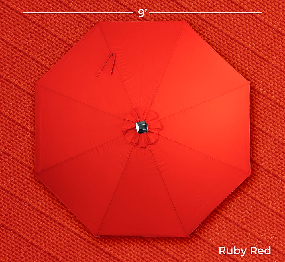 Angle View: Sun Ray - 9' Round 8Rib Aluminum Bluetooth Solar Lighted Umbrella - Ruby Red