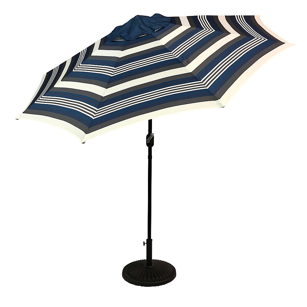 Angle View: Sun Ray - 9' Round 8Rib Solar Lighted Umbrella - Grey