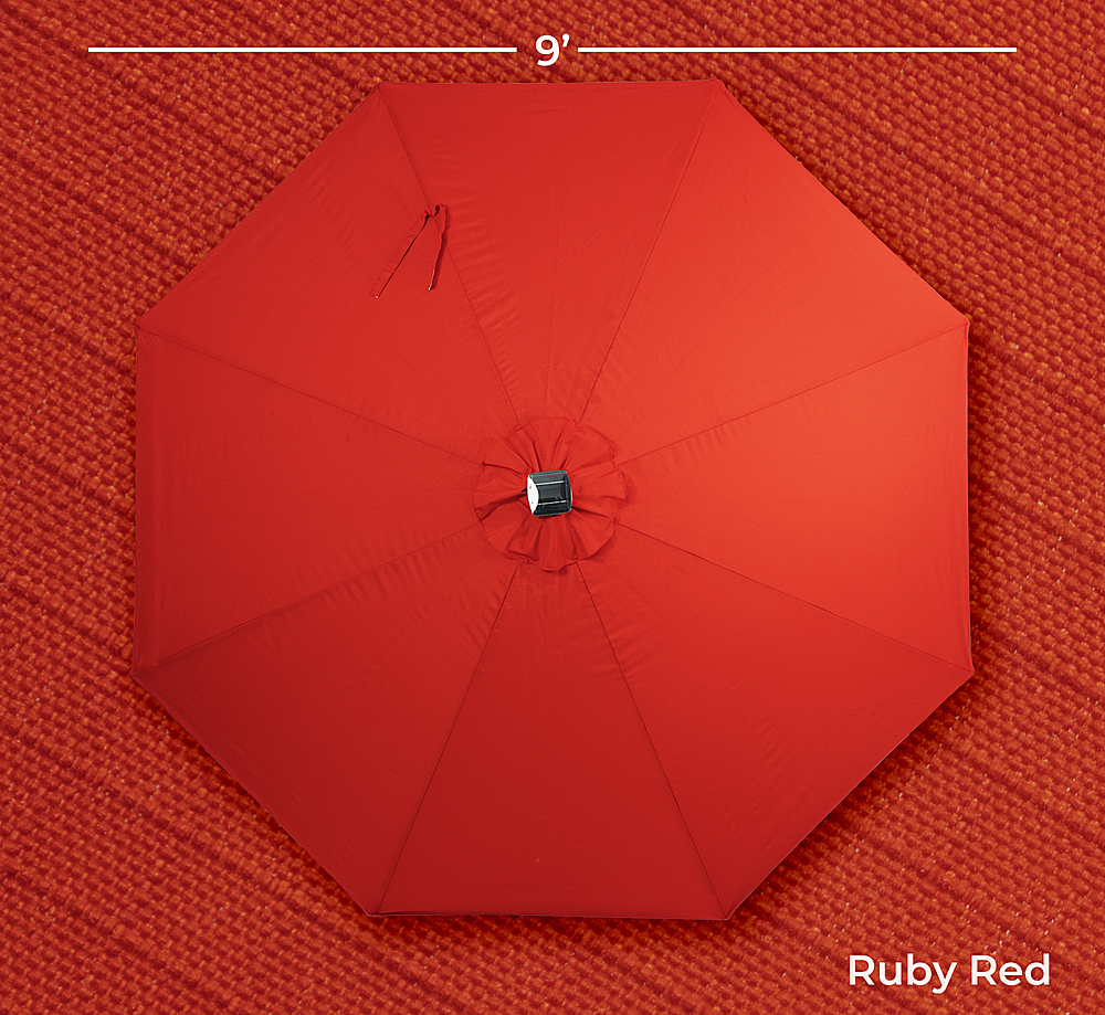 Angle View: Sun Ray - 9' Round Next Gen Solar Lighted Umbrella - Ruby Red