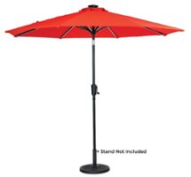 Sun Ray - 9' Round Next Gen Solar Lighted Umbrella - Ruby Red - Front_Zoom