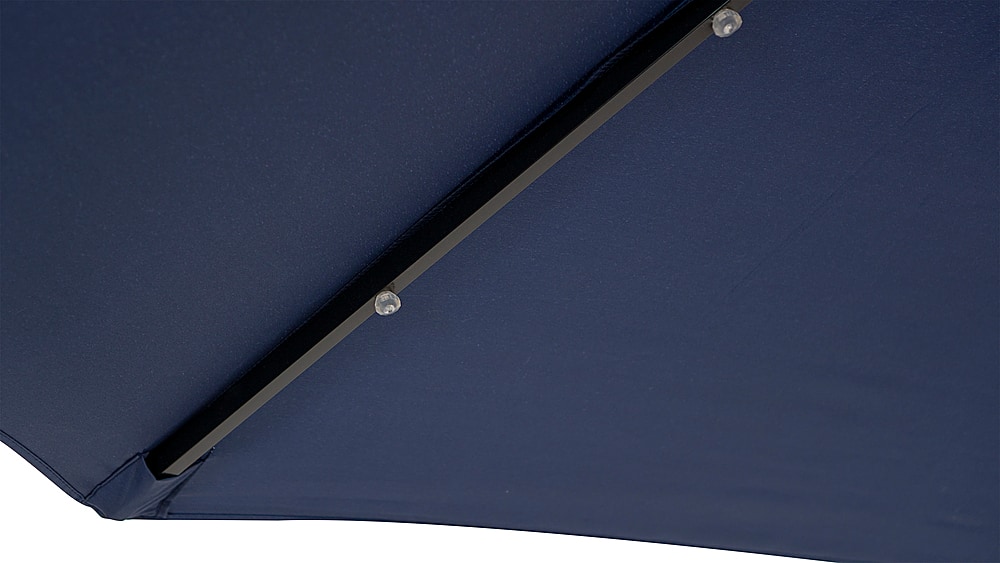 Left View: Sun Ray - 9' Round 8Rib Aluminum Bluetooth Solar Lighted Umbrella - Navy Blue