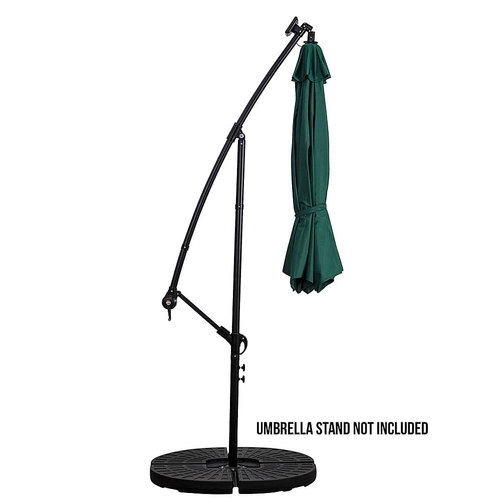 Angle View: Sun Ray - 10' Offset Aluminum Solar Umbrella - Hunter Green