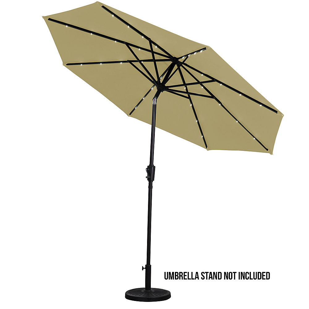 Angle View: Sun Ray - 10' Offset Aluminum Solar Umbrella - Ruby Red