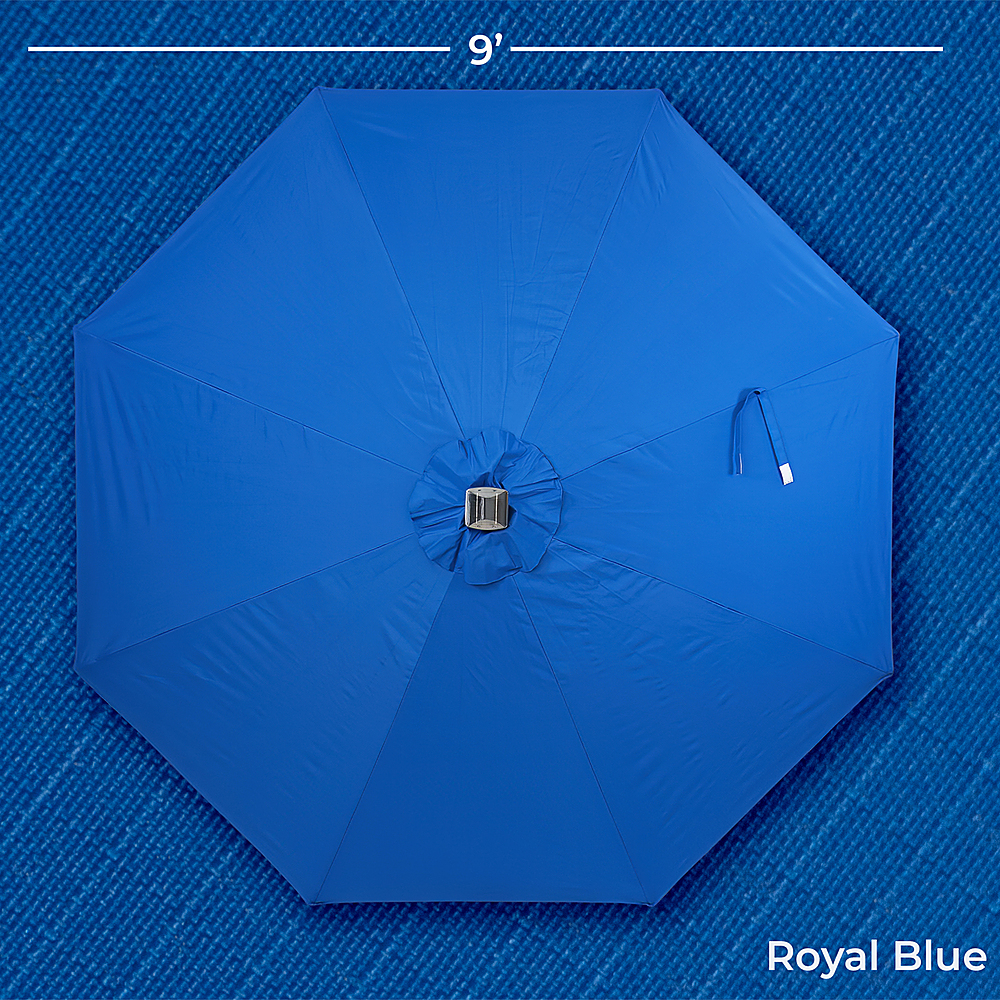 Angle View: Sun Ray - 9' Round 8Rib Solar Lighted Umbrella - Royal Blue