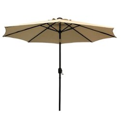 Sun Ray - 9' Round Solar Lighted Umbrella - Taupe - Front_Zoom