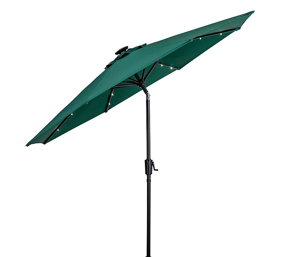 Angle View: Sun Ray - 9'x7' Rectangular Solar Lighted Umbrella - Royal Blue