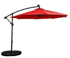 Sun Ray - 10' Offset Aluminum Solar Umbrella - Ruby Red - Front_Zoom