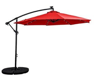 Sun Ray - 10' Offset Aluminum Solar Umbrella - Ruby Red - Front_Zoom