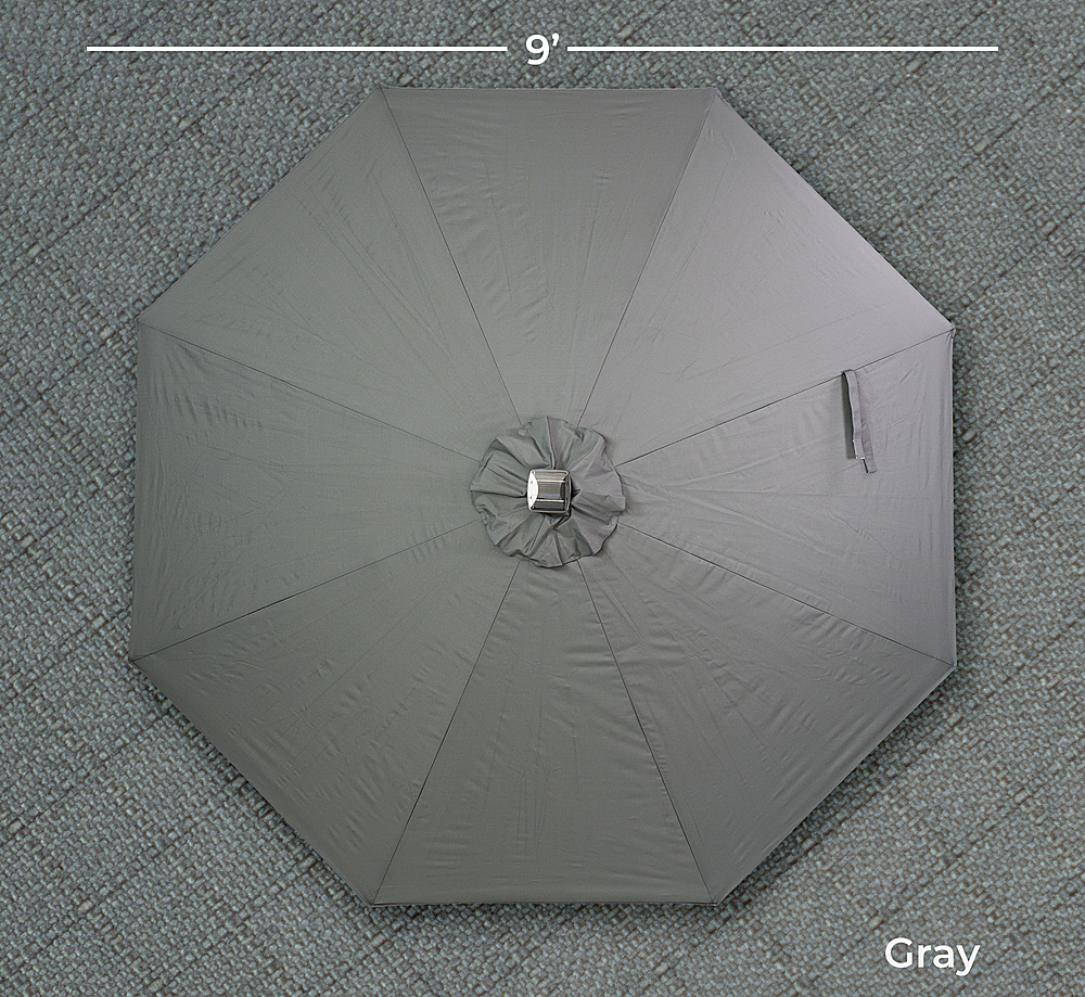 Sun Ray - 9' Round Next Gen Solar Lighted Umbrella - Grey