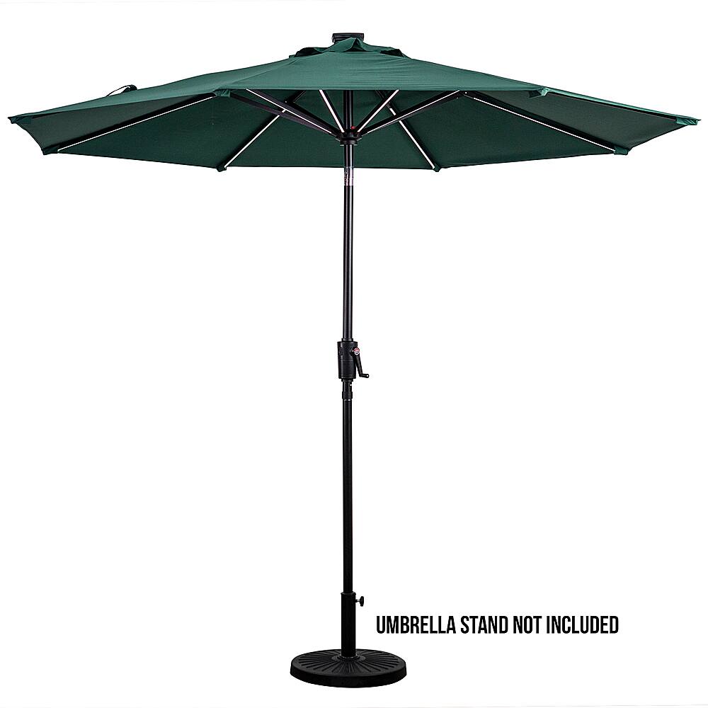 Sun Ray - 9' Round Next Gen Solar Lighted Umbrella - Hunter Green