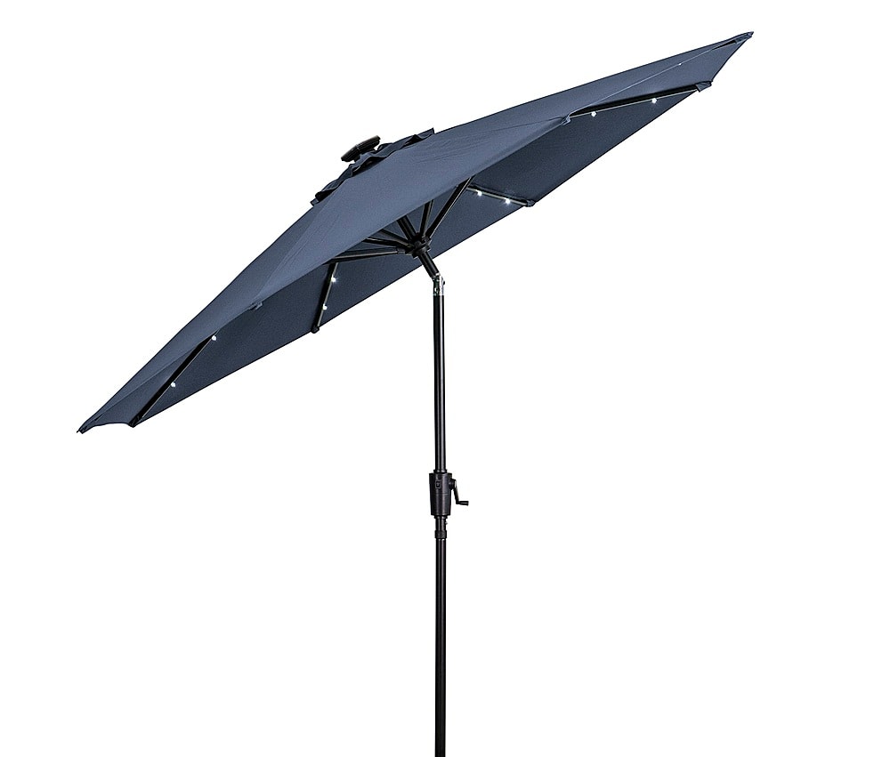 Angle View: Sun Ray - 9' Round 8Rib Solar Lighted Umbrella - Navy