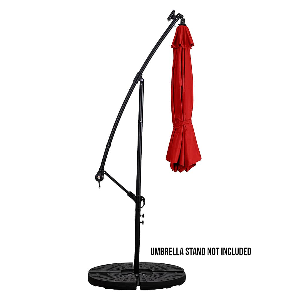 Angle View: Sun Ray - 10' Offset Aluminum Solar Umbrella - Ruby Red