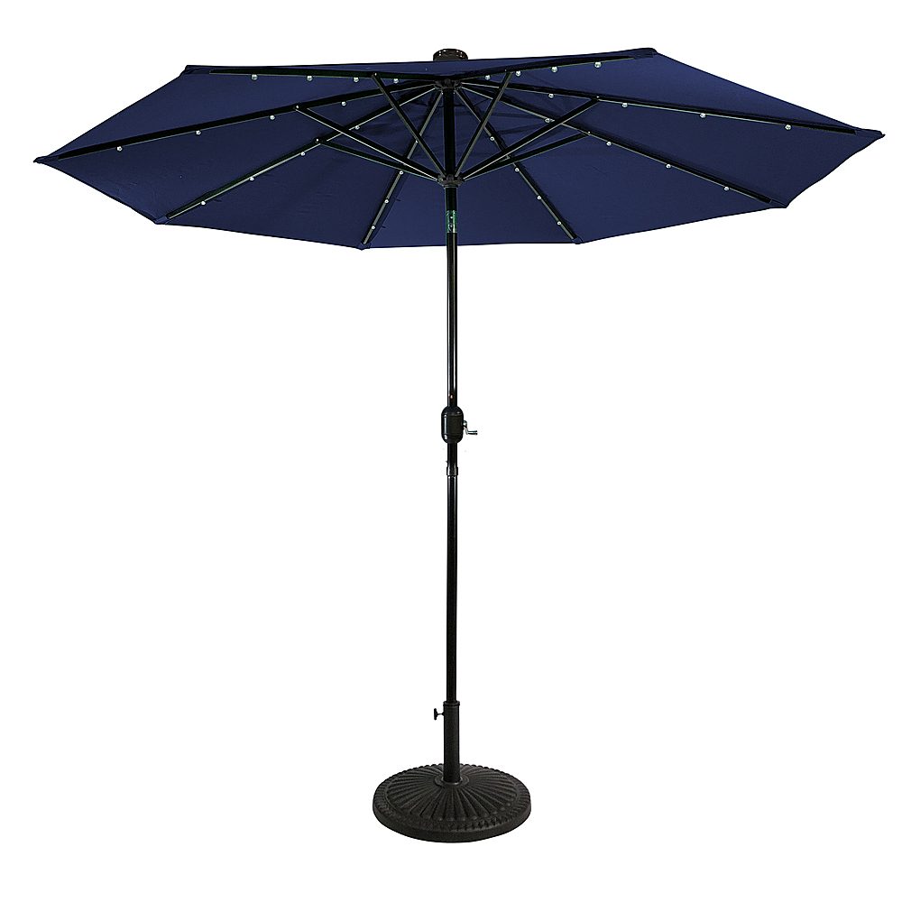 Best Buy: Sun Ray 9' Round Solar Lighted Umbrella Navy Blue 801008