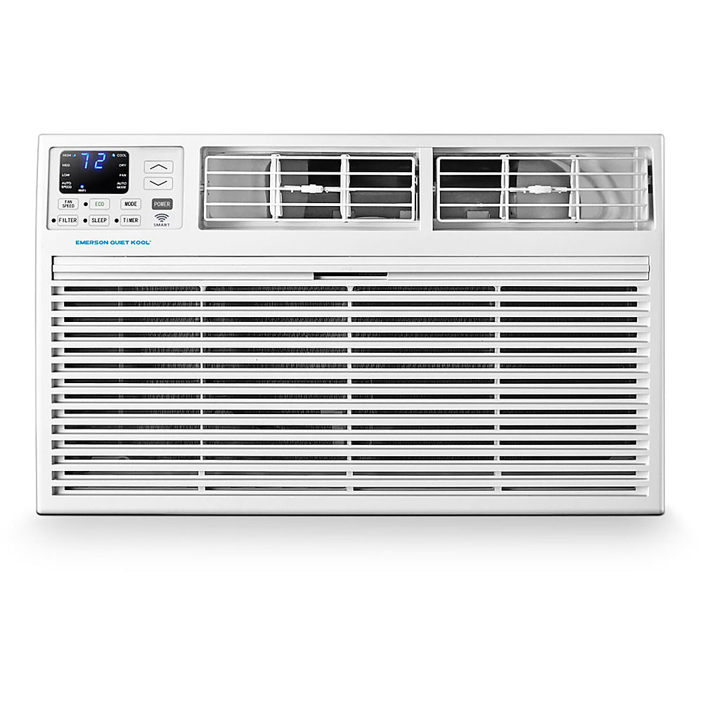 Angle View: Emerson Quiet Kool - 550 Sq. Ft. 12,000 BTU Smart 230V Through-the-Wall Air Conditioner with Remote and Voice Control - White