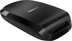 Front. SanDisk - Extreme PRO USB 3.1 CFexpress Memory Card Reader - Black .
