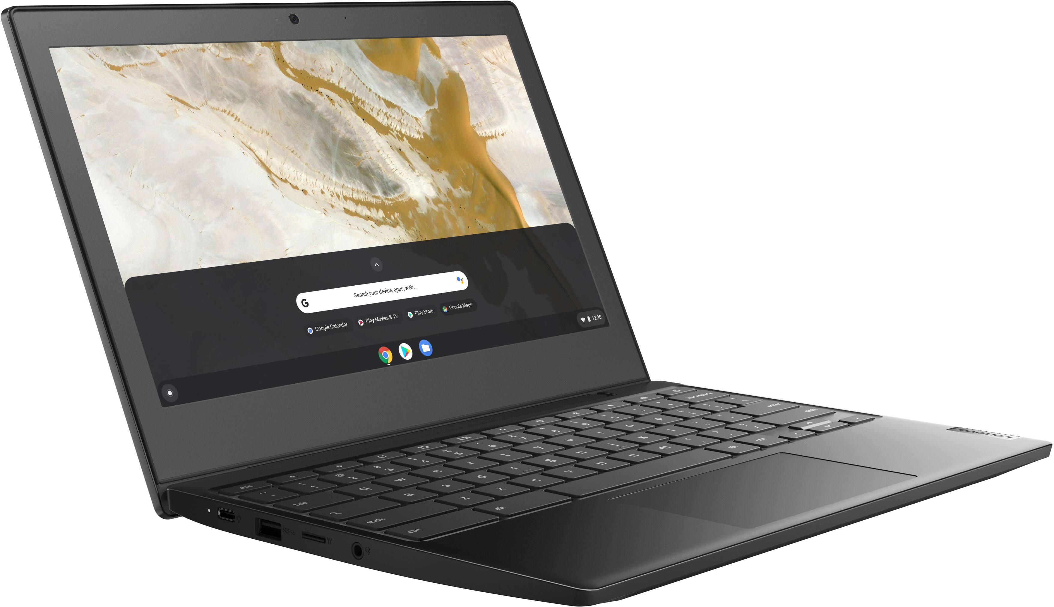 Angle View: Lenovo Chromebook 3 11" Laptop - Intel Celeron N4020 - 4GB Memory - 32GB eMMC - Onyx Black